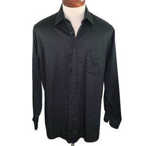 Van Heusen Mens XL 17 34/35 Shirt Lux Sateen Black